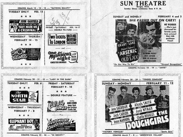 Sun Theater - 1944 Flyer From Bangor Historical Society